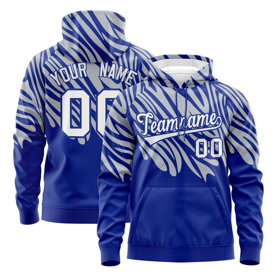 Custom Silver Royal Blue Leopard Print Pullover Sweatshirt Hoodie | BuyFootballJersey