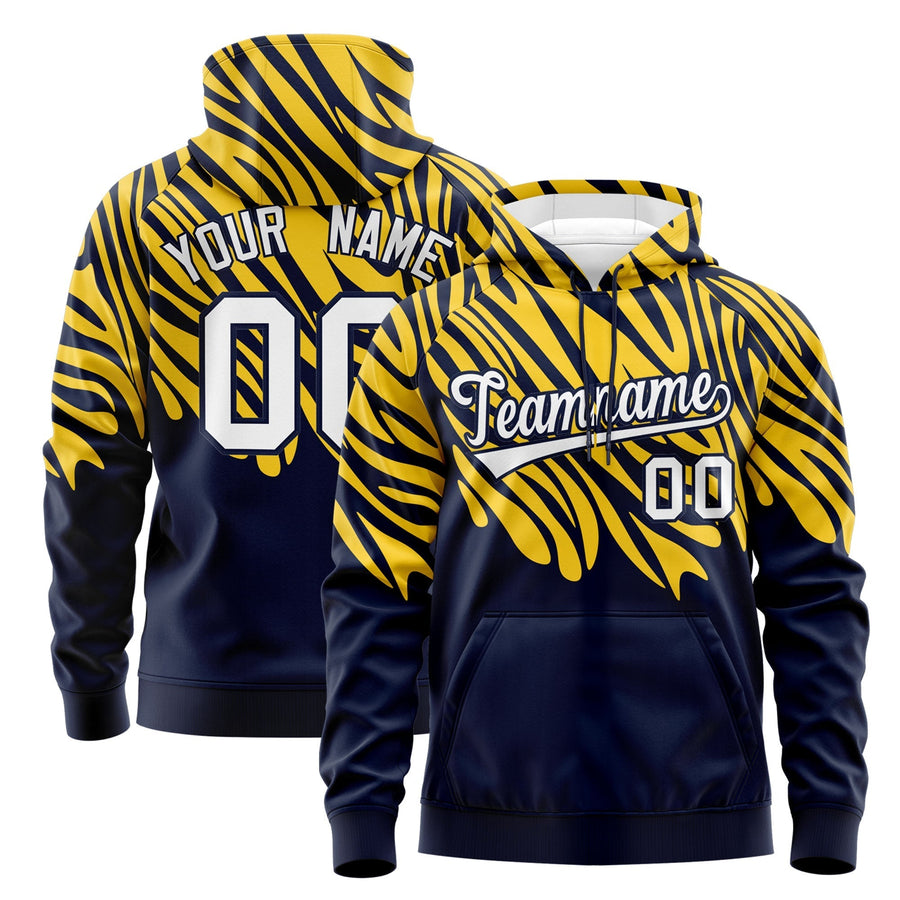 Custom Gold Navy Leopard Print Pullover Sweatshirt Hoodie | BuyFootballJersey