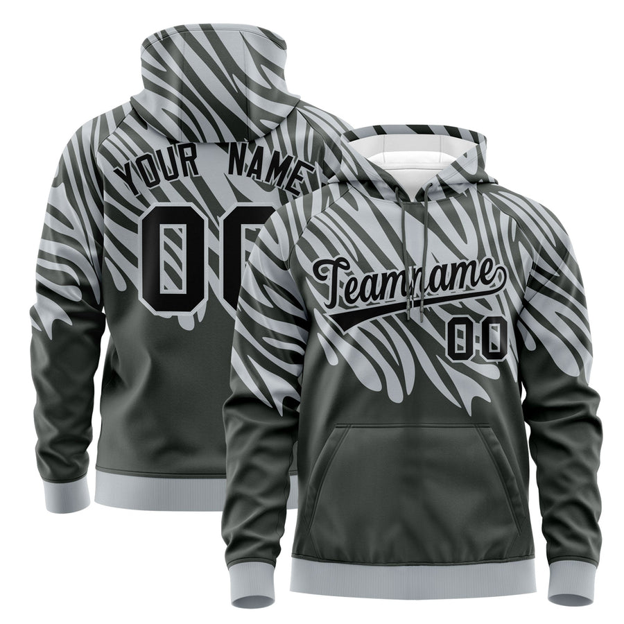 Custom Silver Black Leopard Print Pullover Sweatshirt Hoodie | BuyFootballJersey
