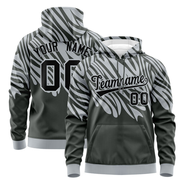Custom Silver Black Leopard Print Pullover Sweatshirt Hoodie | BuyFootballJersey