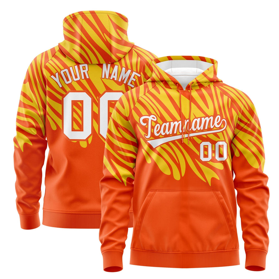 Custom Gold Orange Leopard Print Pullover Sweatshirt Hoodie | BuyFootballJersey