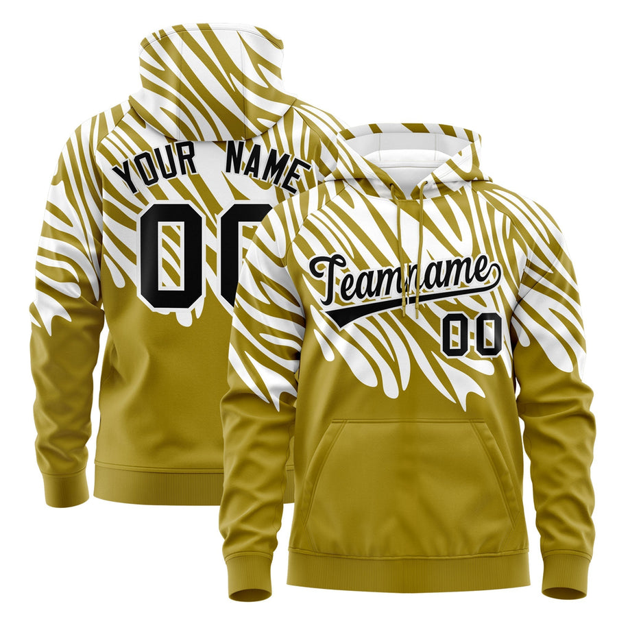 Custom White Old Gold Leopard Print Pullover Sweatshirt Hoodie | BuyFootballJersey