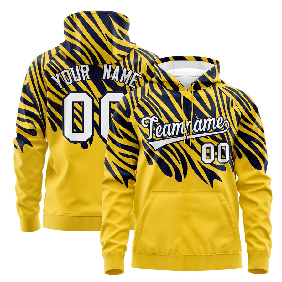 Custom Gold Navy White Leopard Print Pullover Sweatshirt Hoodie | BuyFootballJersey