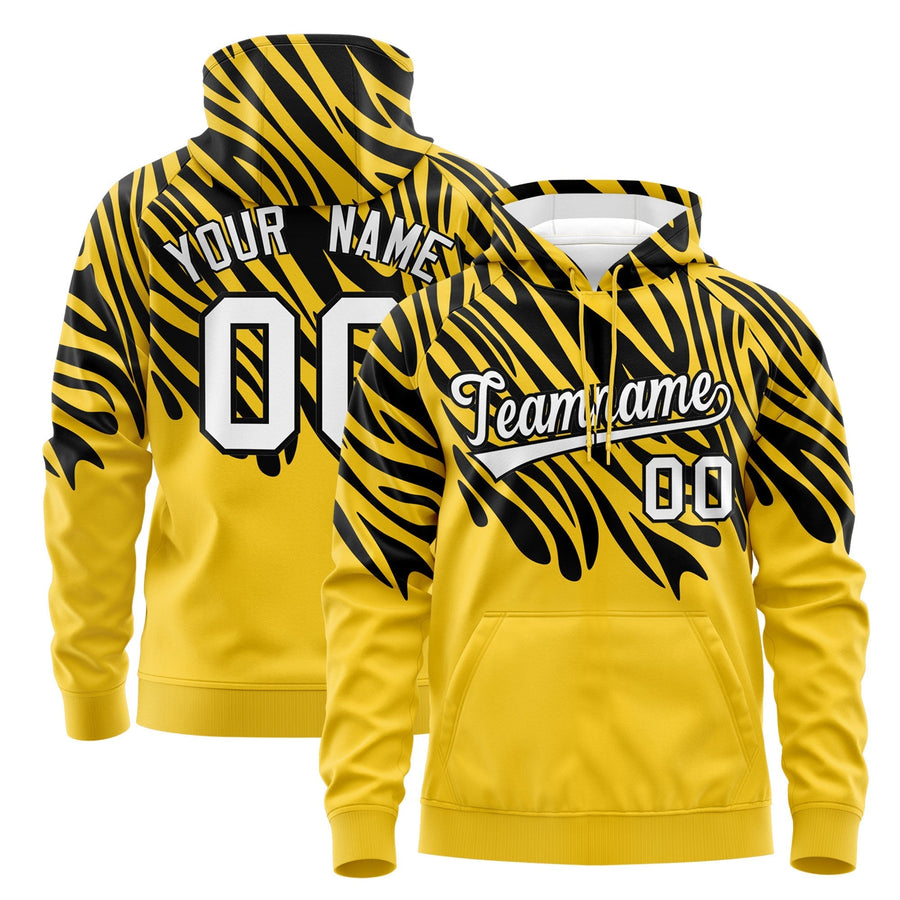 Custom Gold Black White Leopard Print Pullover Sweatshirt Hoodie | BuyFootballJersey