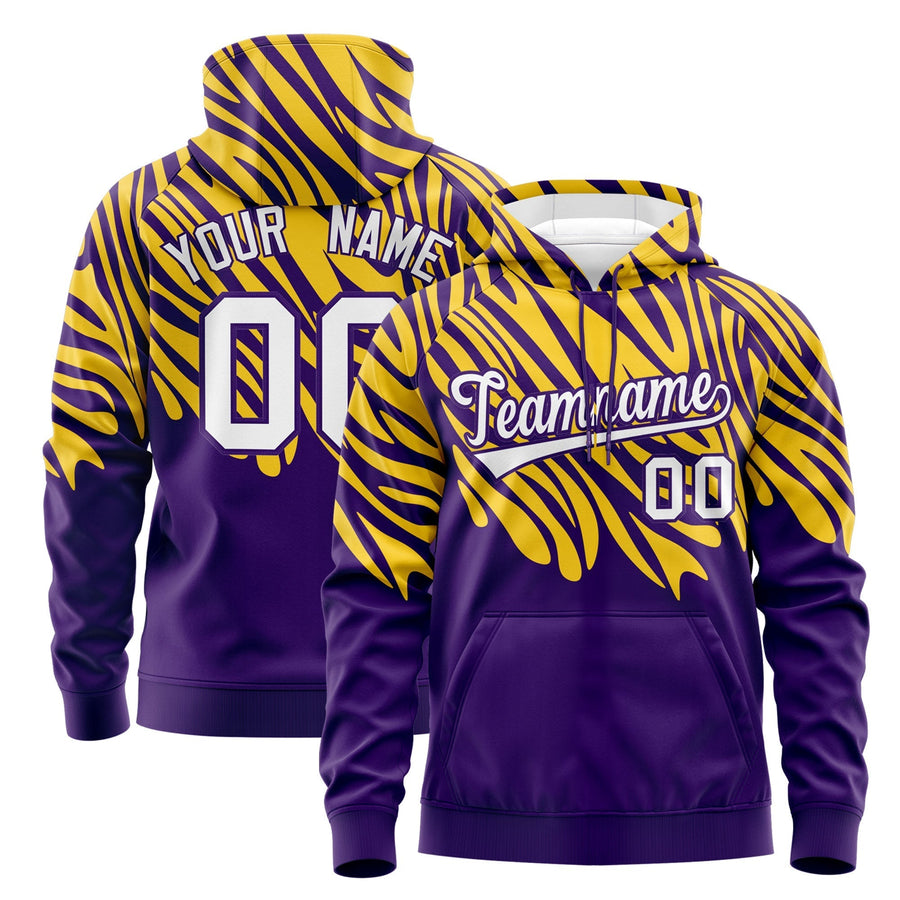 Custom Gold Purple Leopard Print Pullover Sweatshirt Hoodie | BuyFootballJersey
