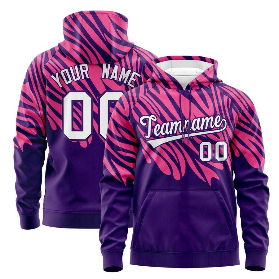 Custom Pink Purple Leopard Print Pullover Sweatshirt Hoodie | BuyFootballJersey