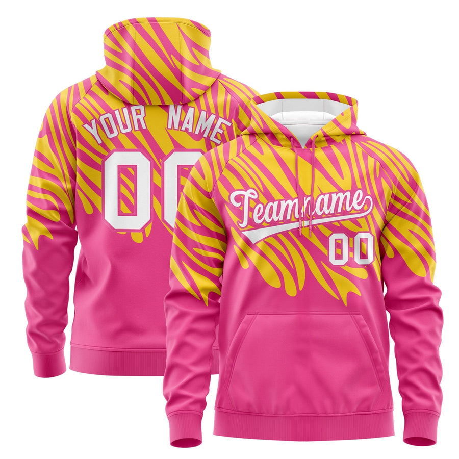 Custom Gold Pink Leopard Print Pullover Sweatshirt Hoodie | BuyFootballJersey
