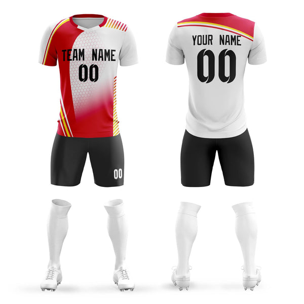 Custom White Black Outdoor Sport Soccer Sets Jersey | BuyFootballJersey