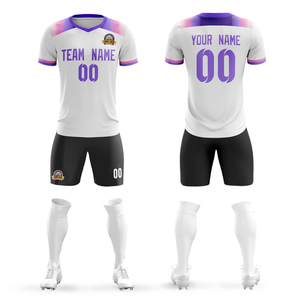 Custom White Purple Casual Sport Soccer Sets Jersey | BuyFootballJersey