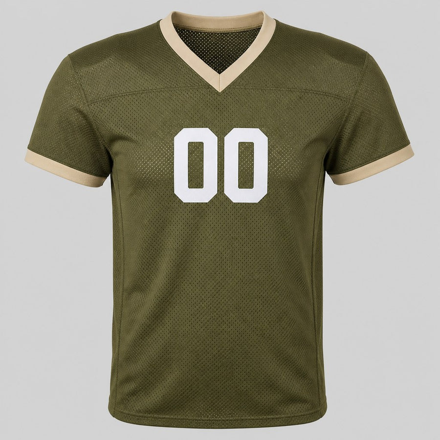 Unofficial Custom Mesh Fan Jersey – Olive / Sand – Personalized Name, Number & Logo – Not Licensed