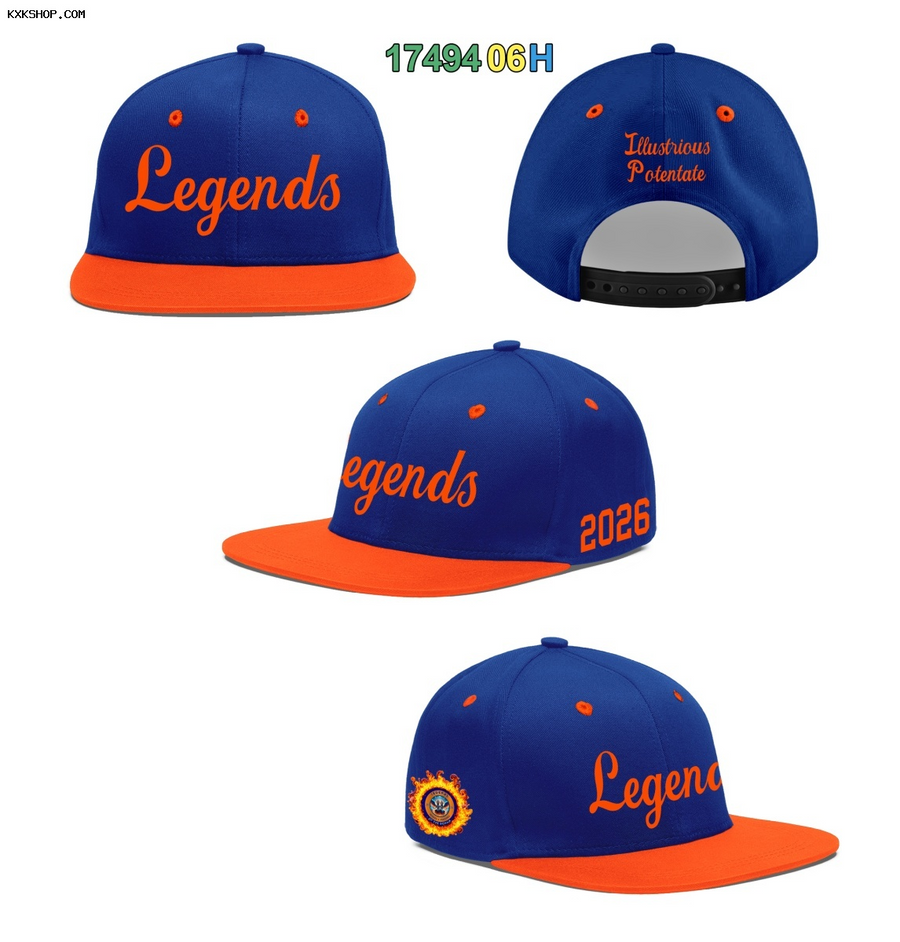Custom Royal Blue Orange 3D Puff Embroidery Flat Embroidery Casual Sport Baseball Cap | BuyFootballJersey
